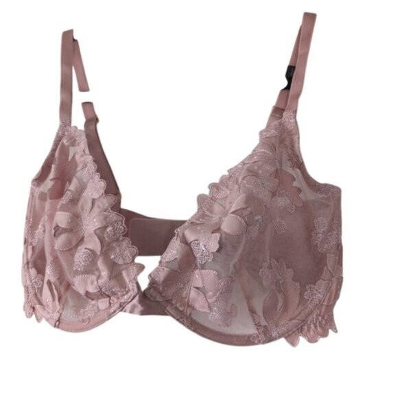 NWT Victoria's Secret Unlined Plunge Romantic Lace Floral Bra 36DDD - Picture 3 of 7